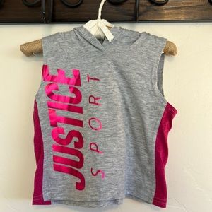 Justice Sport Cropped Hooded Tank Top; Size 6.